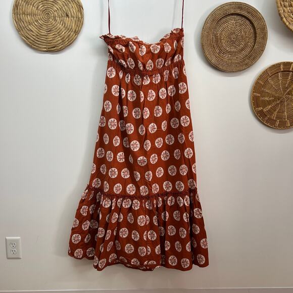 $128 Free People Orange Strapless Leanna Tube Midi Dress XL Beach Vacation Boho - Picture 2 of 6